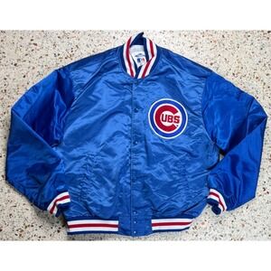 Pyramid MLB Vtg Chicago Cubs Snap Button Bomber Jacket Size Large